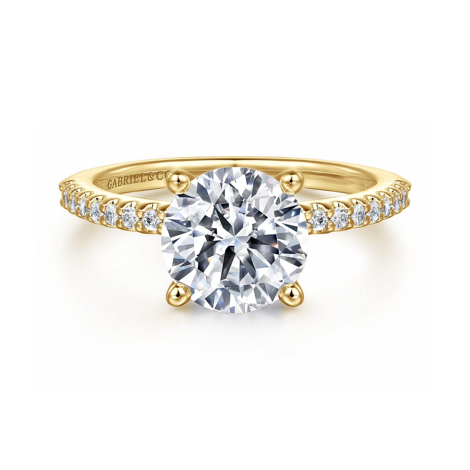 Amata - 14K Yellow Gold Diamond Engagement Ring with 14K Yellow Gold Head - 0.15 ct - Shot 1