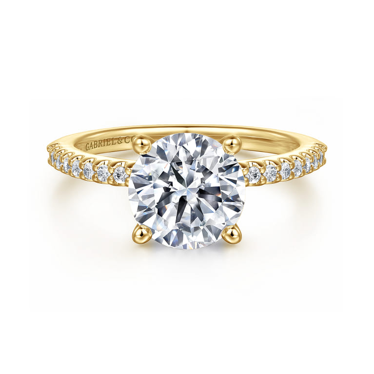 Amata - 14K Yellow Gold Diamond Engagement Ring with 14K Yellow Gold Head - 0.15 ct - Shot 1