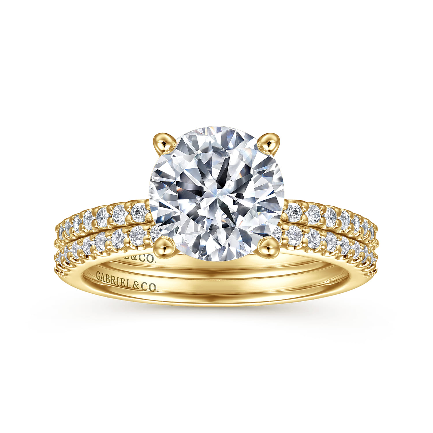 Amata - 14K Yellow Gold Diamond Engagement Ring with 14K Yellow Gold Head - 0.15 ct - Shot 4