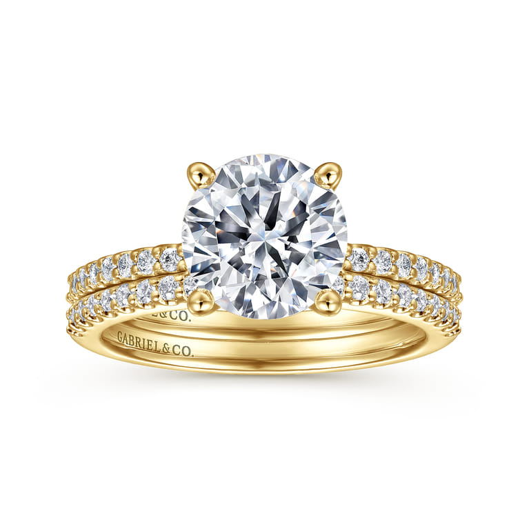Amata - 14K Yellow Gold Diamond Engagement Ring with 14K Yellow Gold Head - 0.15 ct - Shot 4