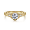 Priya - Vintage Inspired 14K Yellow Gold Round Diamond Engagement Ring - 0.06 ct