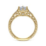 Priya - Vintage Inspired 14K Yellow Gold Round Diamond Engagement Ring - 0.06 ct