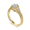Priya - Vintage Inspired 14K Yellow Gold Round Diamond Engagement Ring - 0.06 ct