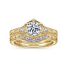 Priya - Vintage Inspired 14K Yellow Gold Round Diamond Engagement Ring - 0.06 ct