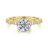 Senia - Vintage Inspired 14K Yellow Gold Round Diamond Engagement Ring - 0.4 ct