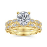 Senia - Vintage Inspired 14K Yellow Gold Round Diamond Engagement Ring - 0.4 ct