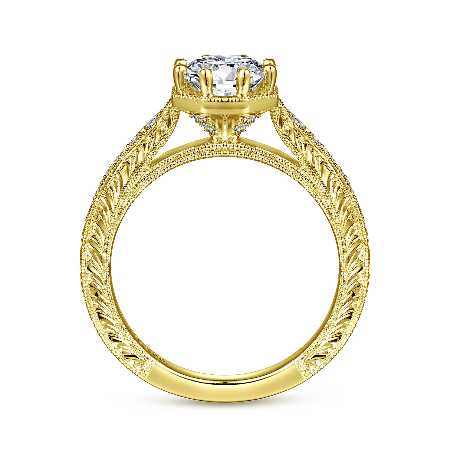 14K Yellow Gold Round Diamond Engagement Ring - 0.22 ct - Shot 2