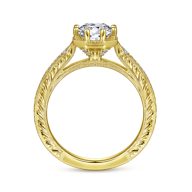 14K Yellow Gold Round Diamond Engagement Ring - 0.22 ct - Shot 2