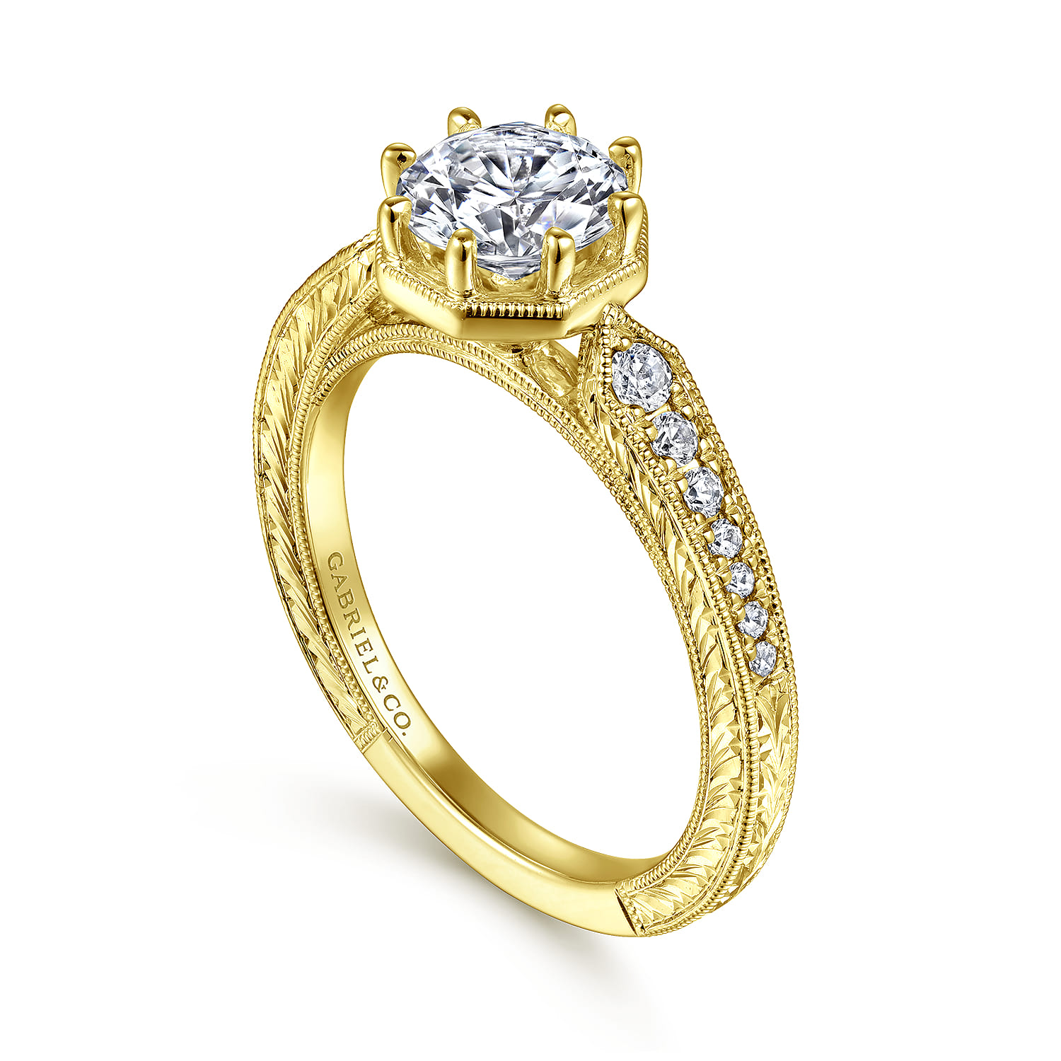 14K Yellow Gold Round Diamond Engagement Ring - 0.22 ct - Shot 3