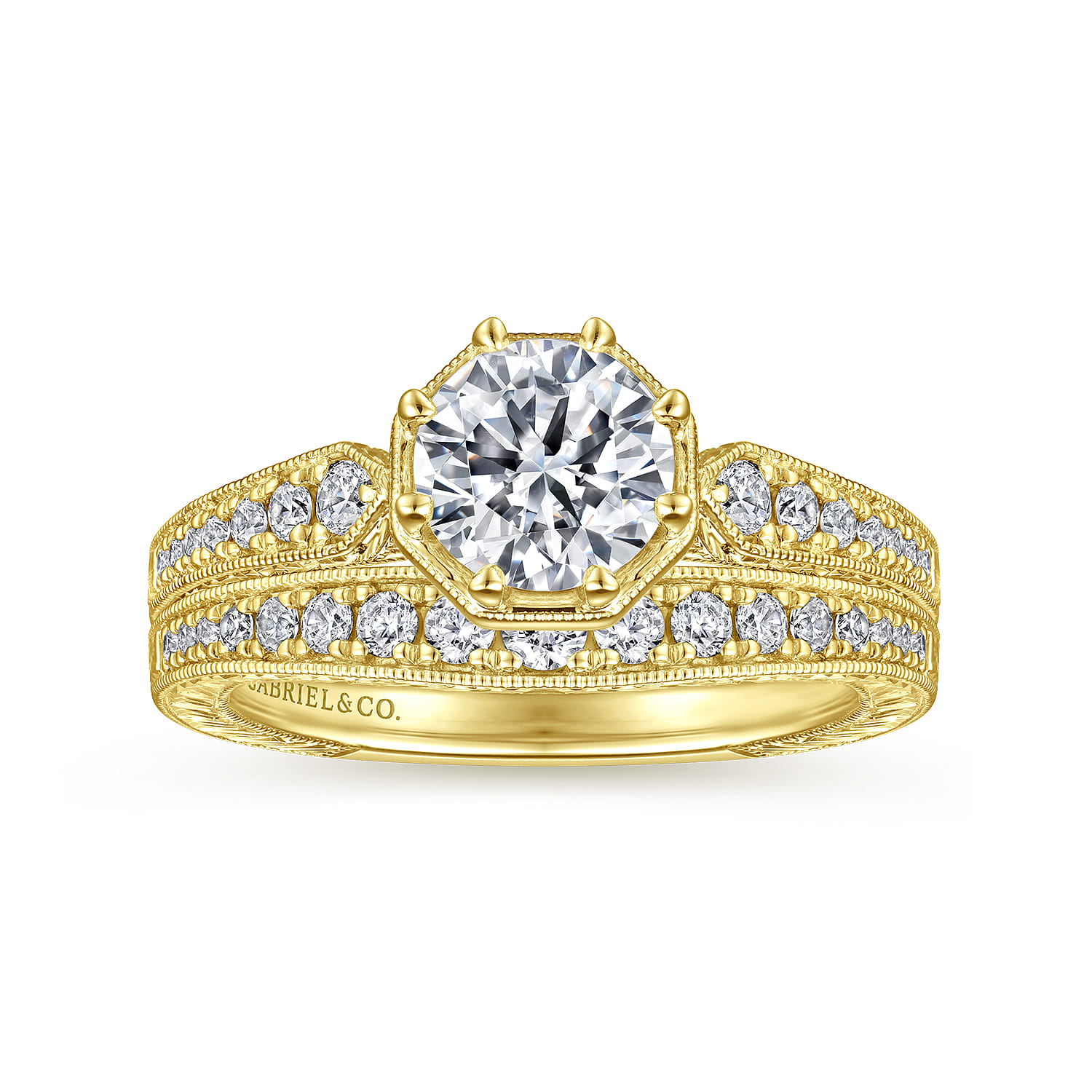 14K Yellow Gold Round Diamond Engagement Ring - 0.22 ct - Shot 4