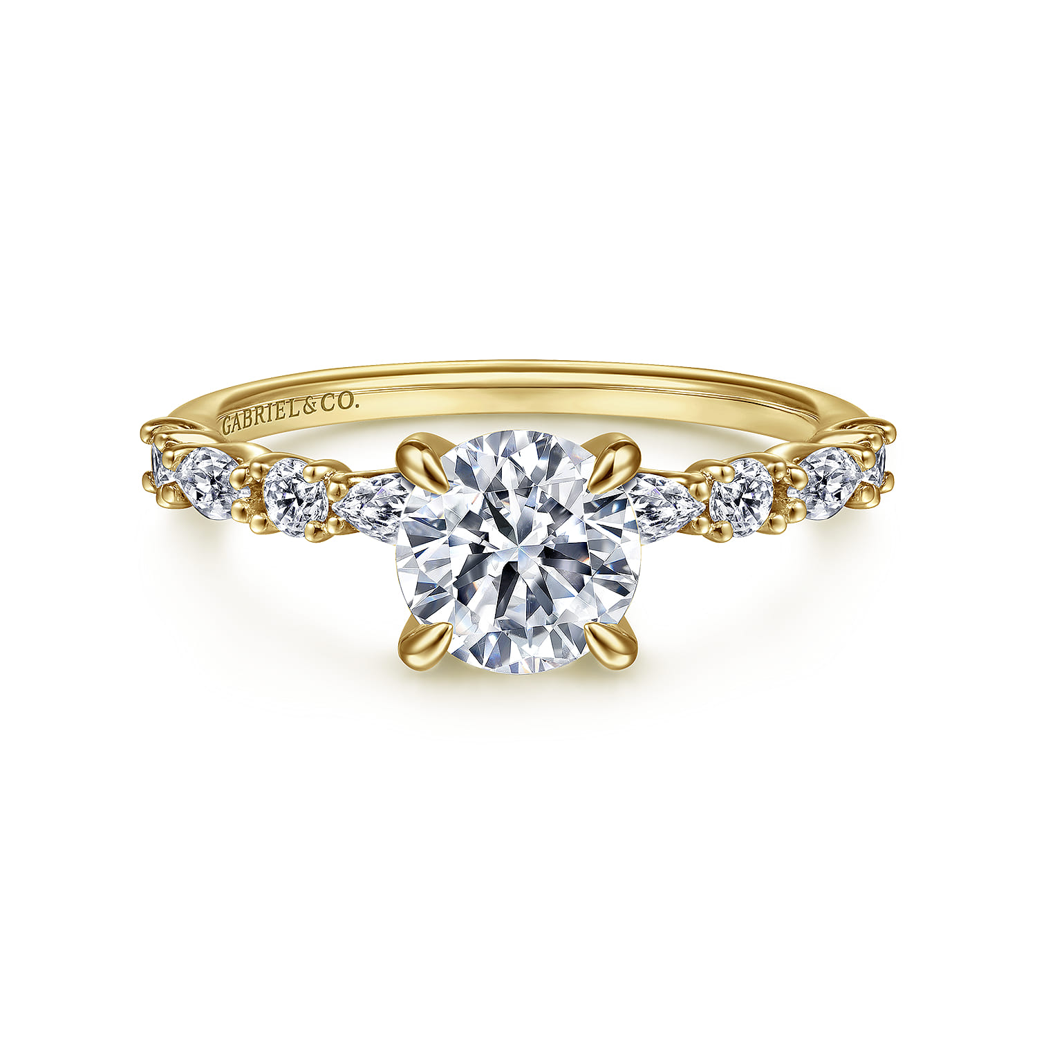 Juliet - 14K Yellow Gold Round Diamond Engagement Ring - 0.46 ct - Shot 1