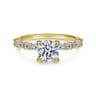Juliet - 14K Yellow Gold Round Diamond Engagement Ring - 0.46 ct