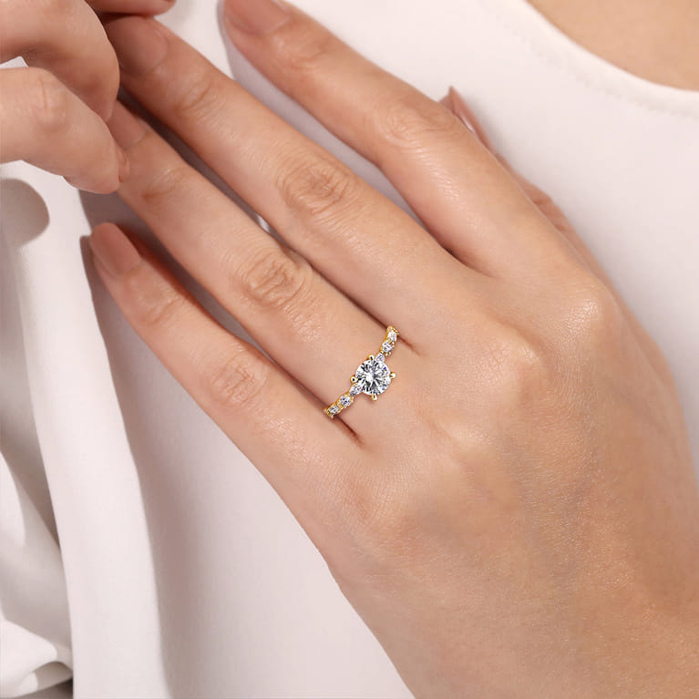 Juliet - 14K Yellow Gold Round Diamond Engagement Ring - 0.46 ct - Shot 6