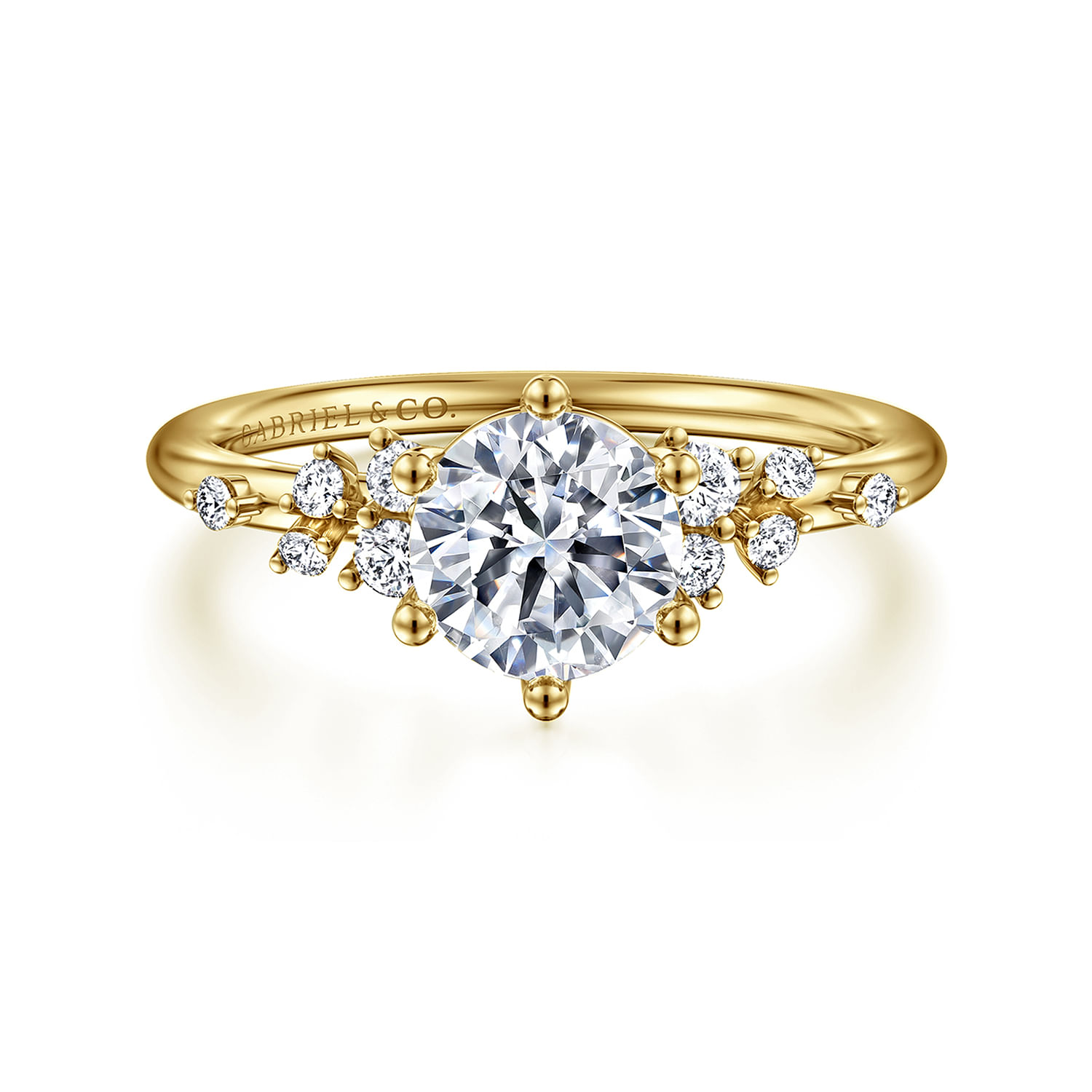 Reena - 14K Yellow Gold 6 Prong Round Diamond Engagement Ring - 0.18 ct - Shot 1
