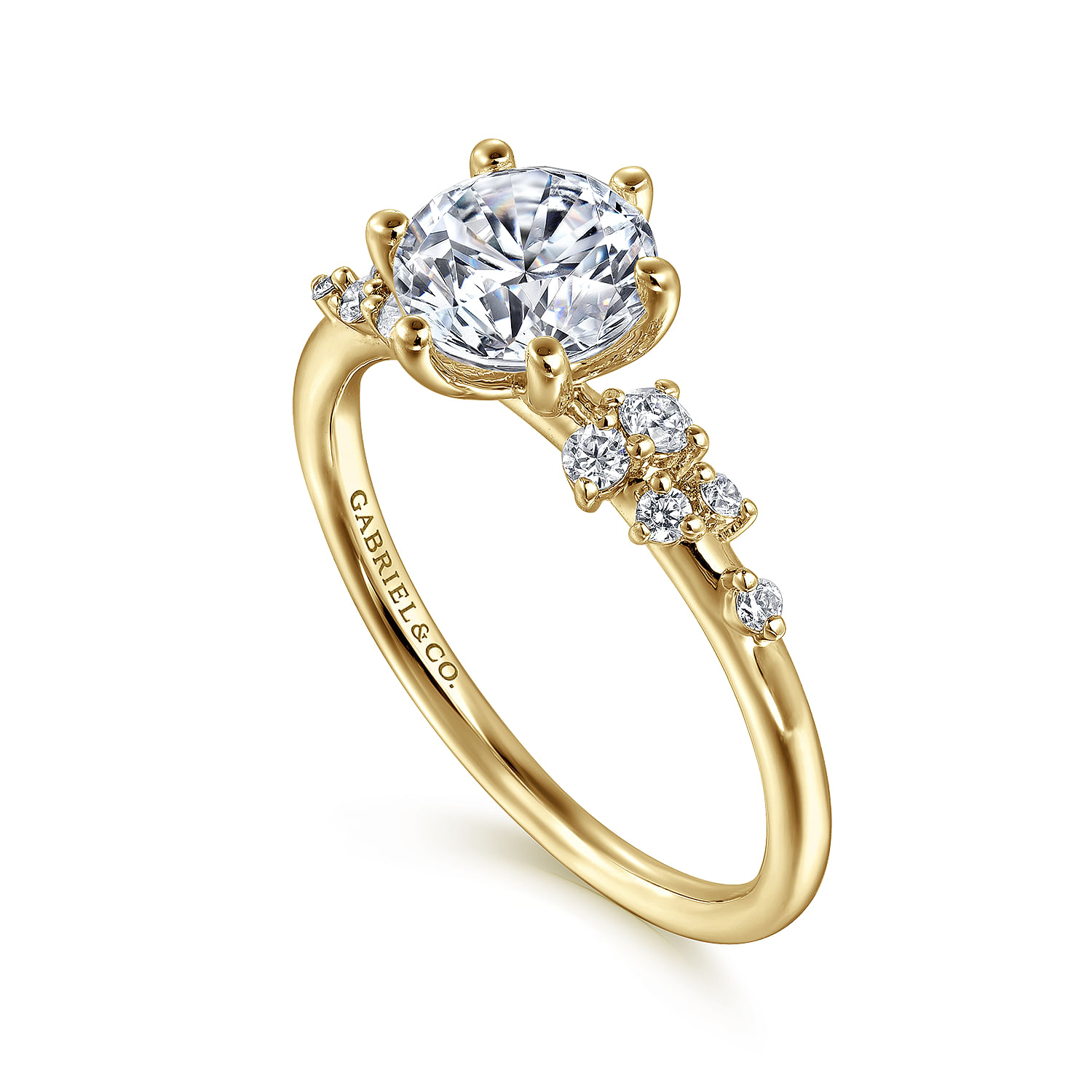 Reena - 14K Yellow Gold 6 Prong Round Diamond Engagement Ring - 0.18 ct - Shot 3