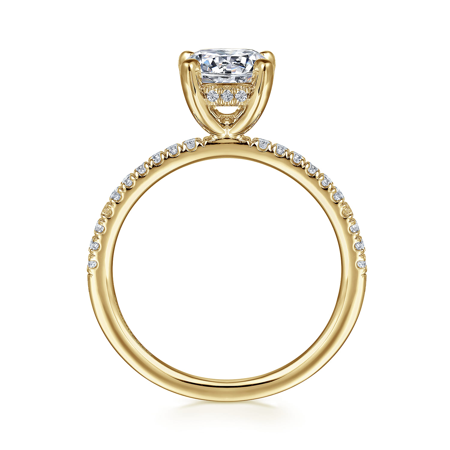 Stasia - 14K Yellow Gold Round Cut Diamond Engagement Ring - 0.2 ct - Shot 2