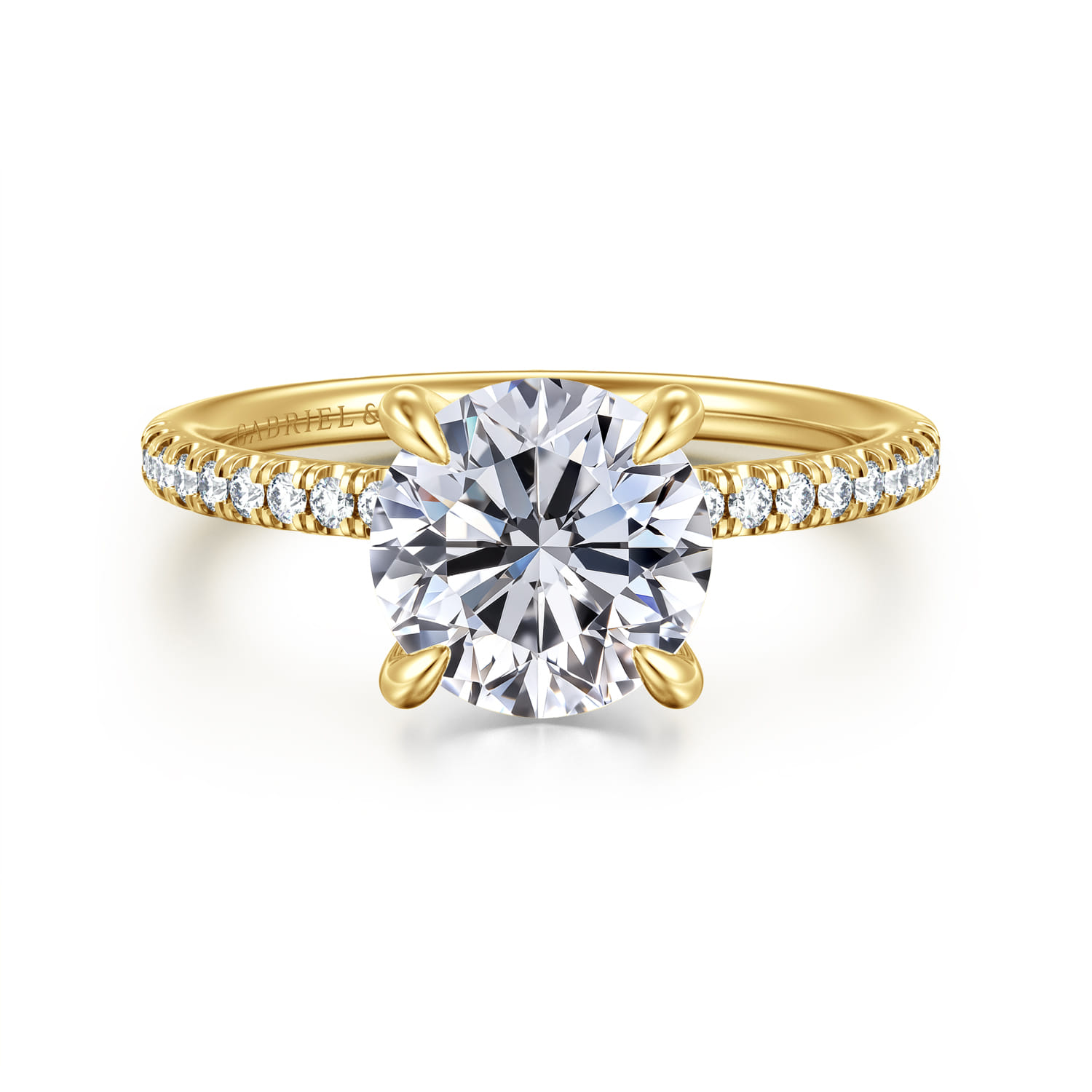 Stasia - 14K Yellow Gold Round Diamond Engagement Ring - 0.22 ct - Shot 1