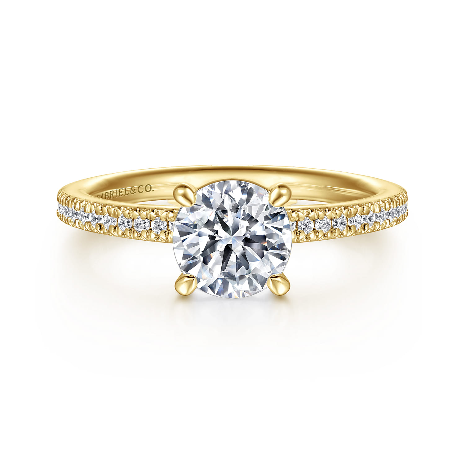 Amena - 14K Yellow Gold Round Diamond Engagement Ring - 0.14 ct - Shot 1