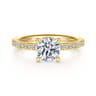 Amena - 14K Yellow Gold Round Diamond Engagement Ring - 0.14 ct