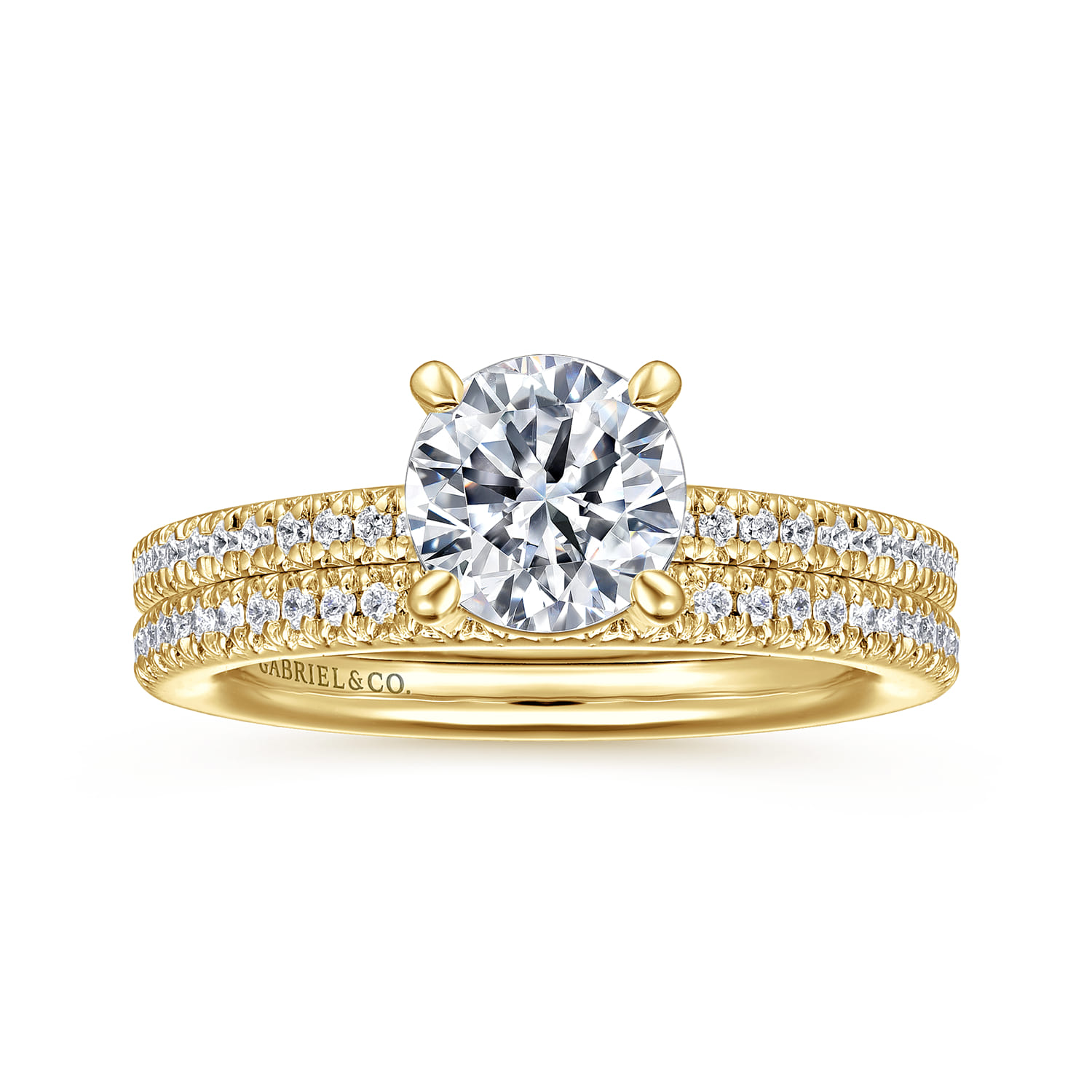 Amena - 14K Yellow Gold Round Diamond Engagement Ring - 0.14 ct - Shot 4