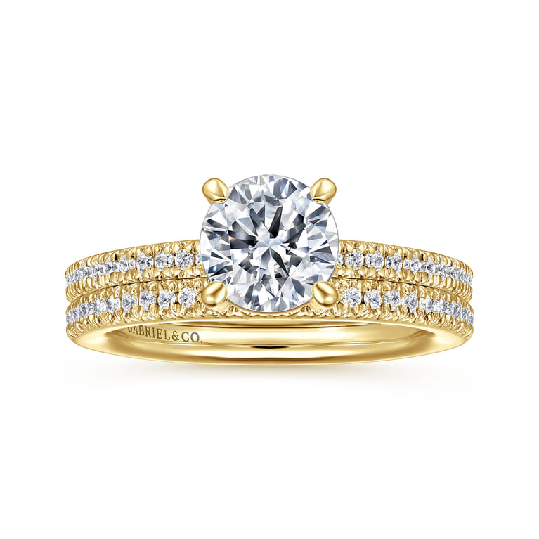 Amena - 14K Yellow Gold Round Diamond Engagement Ring - 0.14 ct - Shot 4