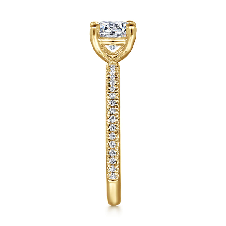 Amena - 14K Yellow Gold Round Diamond Engagement Ring - 0.14 ct - Shot 5