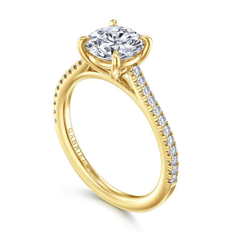 Abbie - 14K Yellow Gold Round Diamond Engagement Ring - 0.21 ct - Shot 3