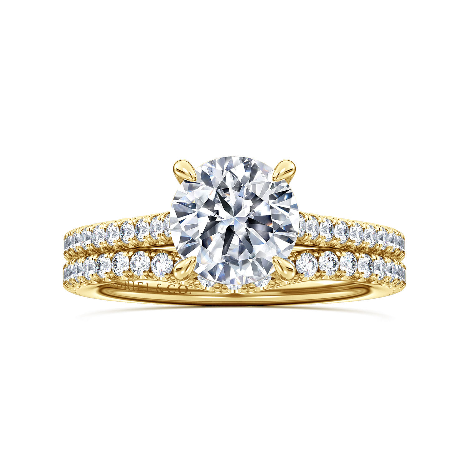 Abbie - 14K Yellow Gold Round Diamond Engagement Ring - 0.21 ct - Shot 4