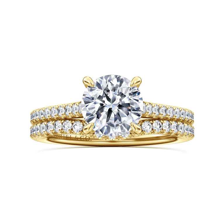Abbie - 14K Yellow Gold Round Diamond Engagement Ring - 0.21 ct - Shot 4