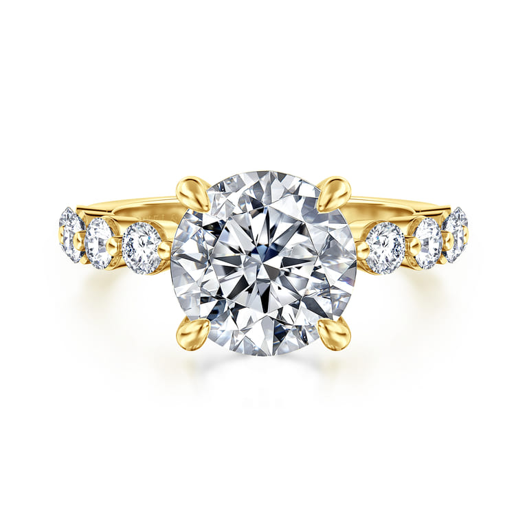Silvey - 14K Yellow Gold Round Single Prong Diamond Engagement Ring - 0.7 ct - Shot 1