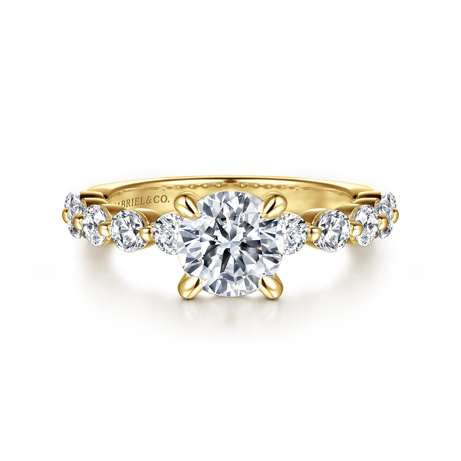 Silvey - 14K Yellow Gold Round Single Prong Diamond Engagement Ring - 0.7 ct - Shot 1