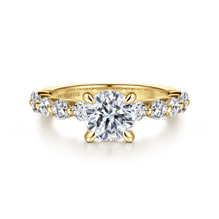 Silvey - 14K Yellow Gold Round Single Prong Diamond Engagement Ring - 0.7 ct - Shot 1