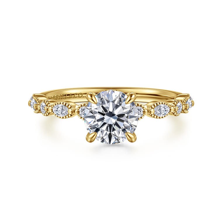 Lanna - 14K Yellow Gold Round Diamond Engagement Ring - 0.25 ct - Shot 1