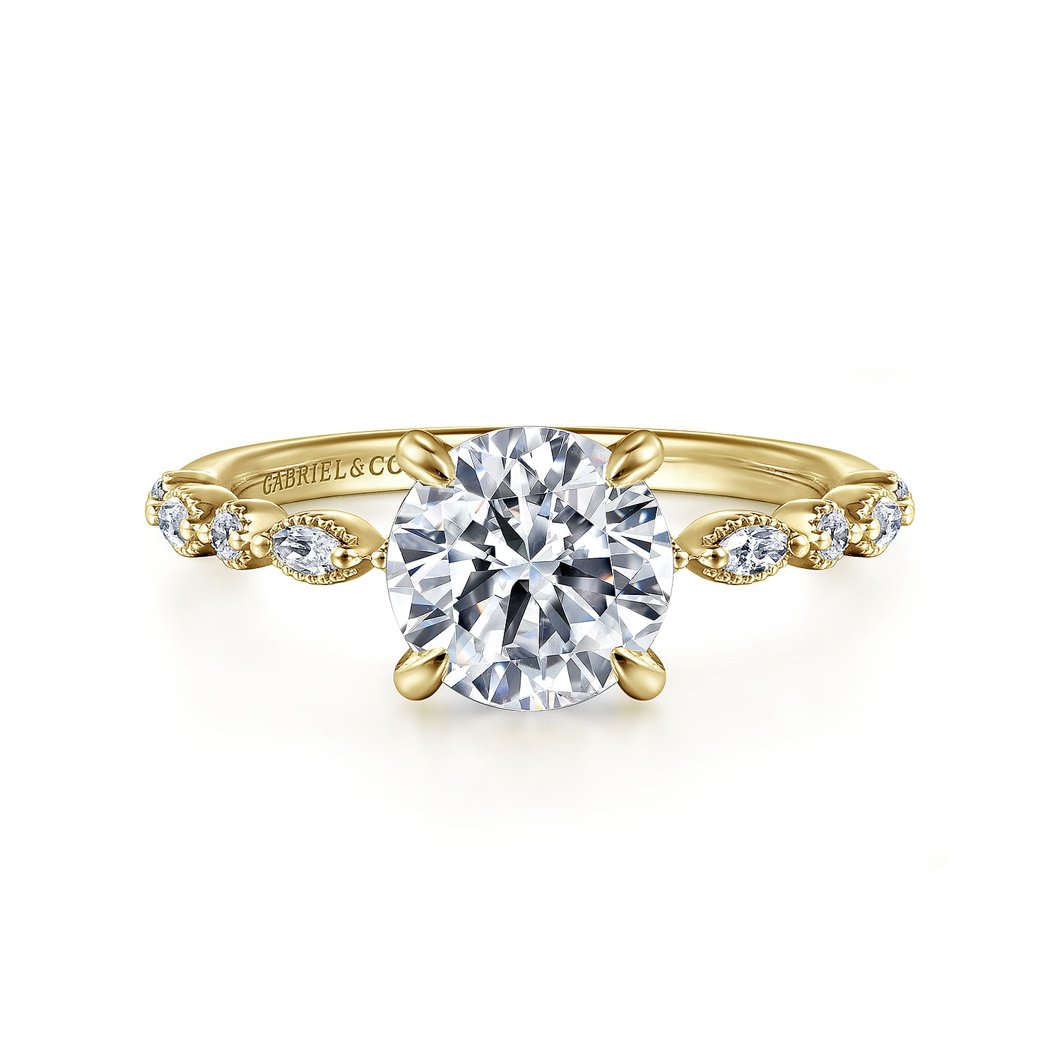 Lanna - 14K Yellow Gold Round Diamond Engagement Ring - 0.3 ct - Shot 1