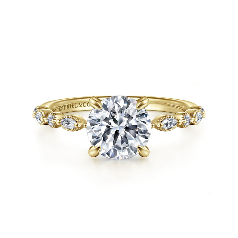 Lanna - 14K Yellow Gold Round Diamond Engagement Ring - 0.3 ct