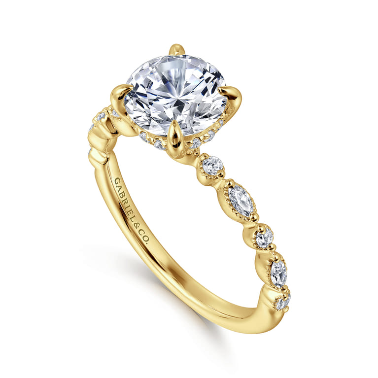 Lanna - 14K Yellow Gold Round Diamond Engagement Ring - 0.3 ct - Shot 3