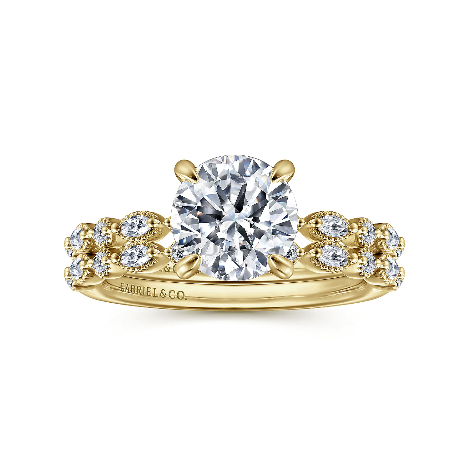 Lanna - 14K Yellow Gold Round Diamond Engagement Ring - 0.3 ct - Shot 4