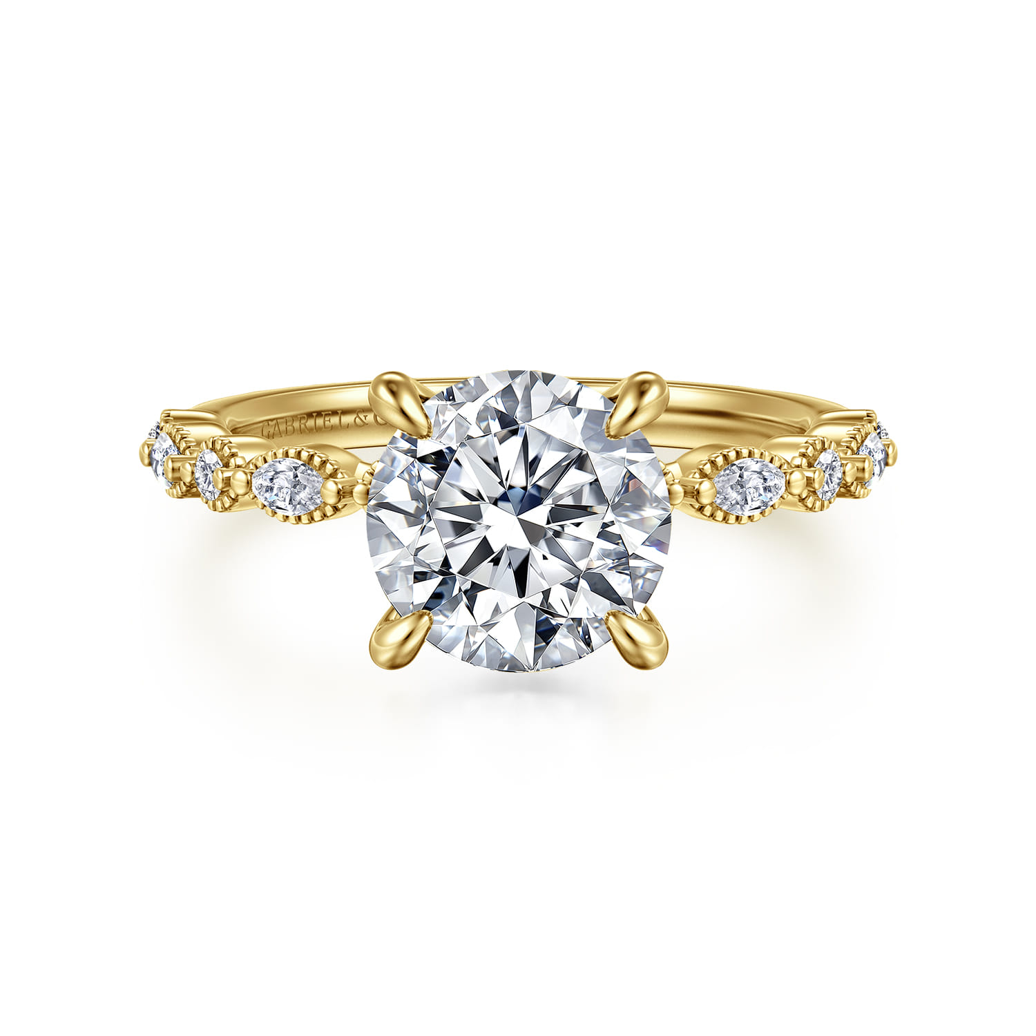 Lanna - 14K Yellow Gold Round Diamond Engagement Ring - 0.3 ct - Shot 1