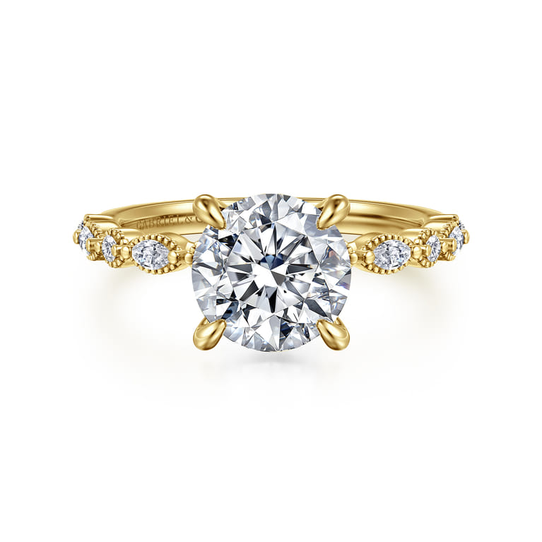 Lanna - 14K Yellow Gold Round Diamond Engagement Ring - 0.3 ct - Shot 1