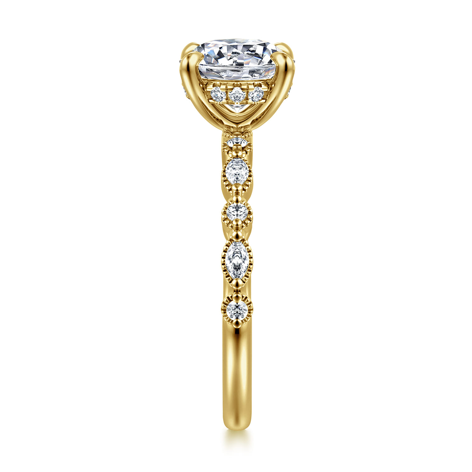 Lanna - 14K Yellow Gold Round Diamond Engagement Ring - 0.3 ct - Shot 4