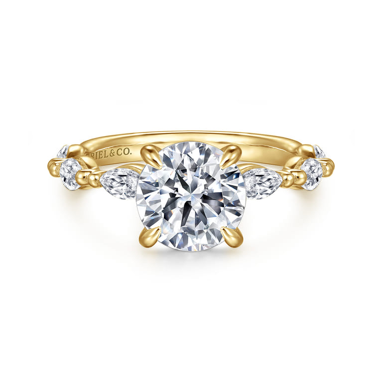 Caitte - 14K Yellow Gold Round Double Prong Diamond Engagement Ring - 0.5 ct - Shot 1