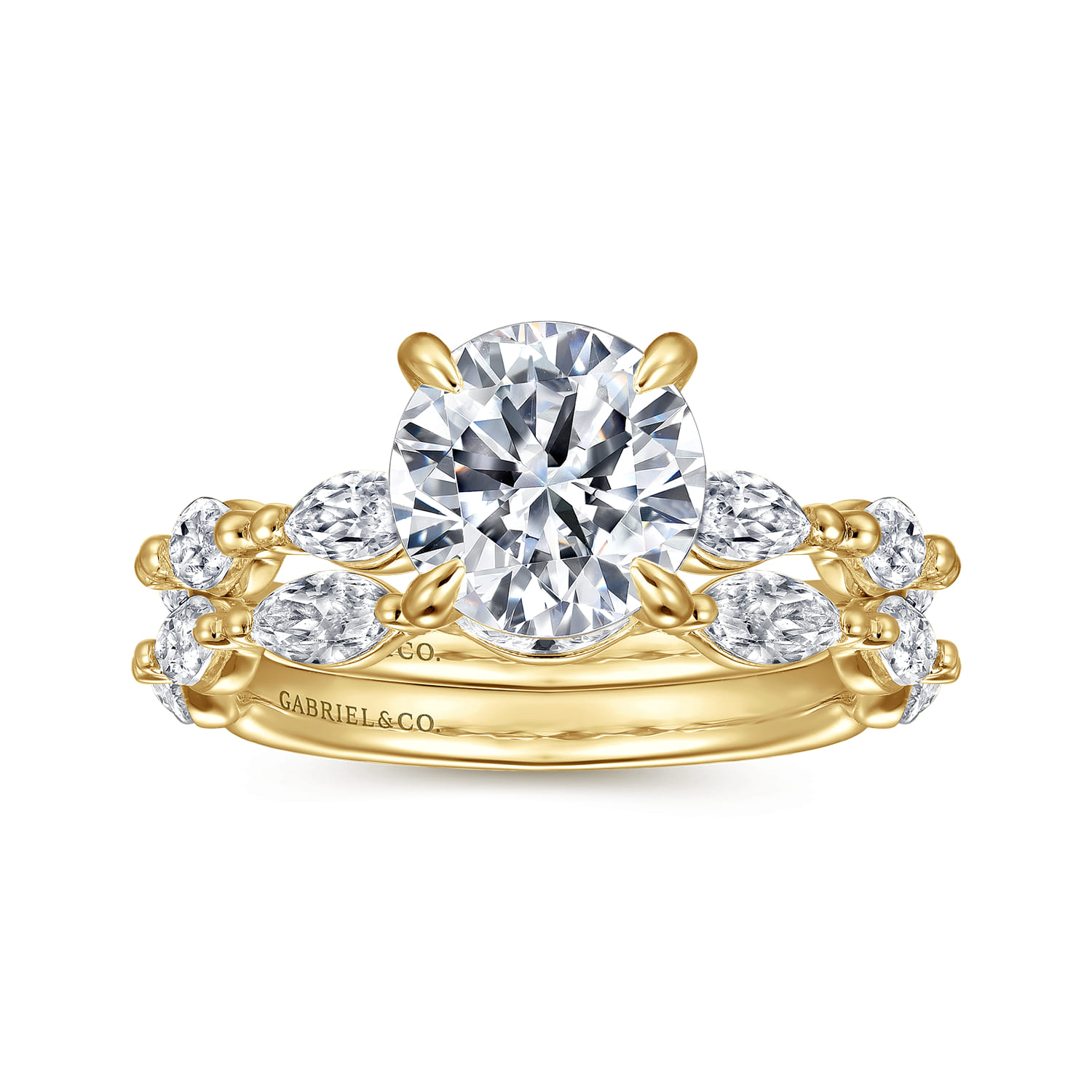 Caitte - 14K Yellow Gold Round Double Prong Diamond Engagement Ring - 0.5 ct - Shot 4