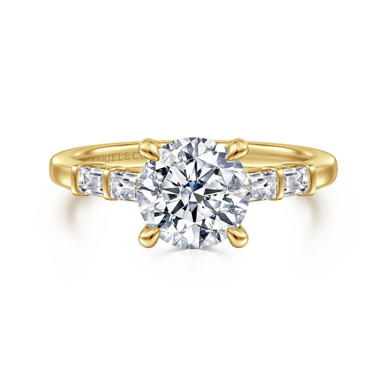 Eva - 14K Yellow Gold Round Diamond Engagement Ring - 0.3 ct - Shot 1