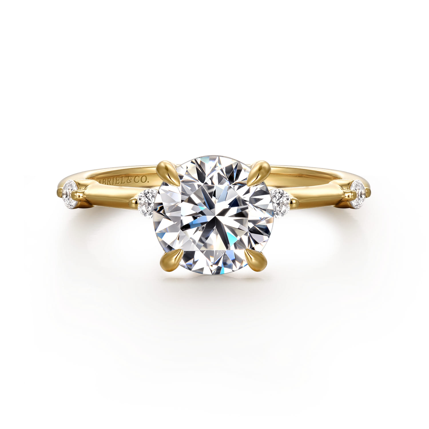 Frances - 14K Yellow Gold Round Diamond Engagement Ring - 0.12 ct - Shot 1