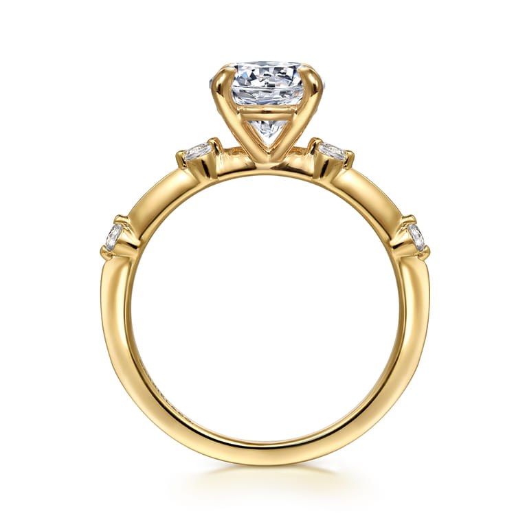 Frances - 14K Yellow Gold Round Diamond Engagement Ring - 0.12 ct - Shot 2