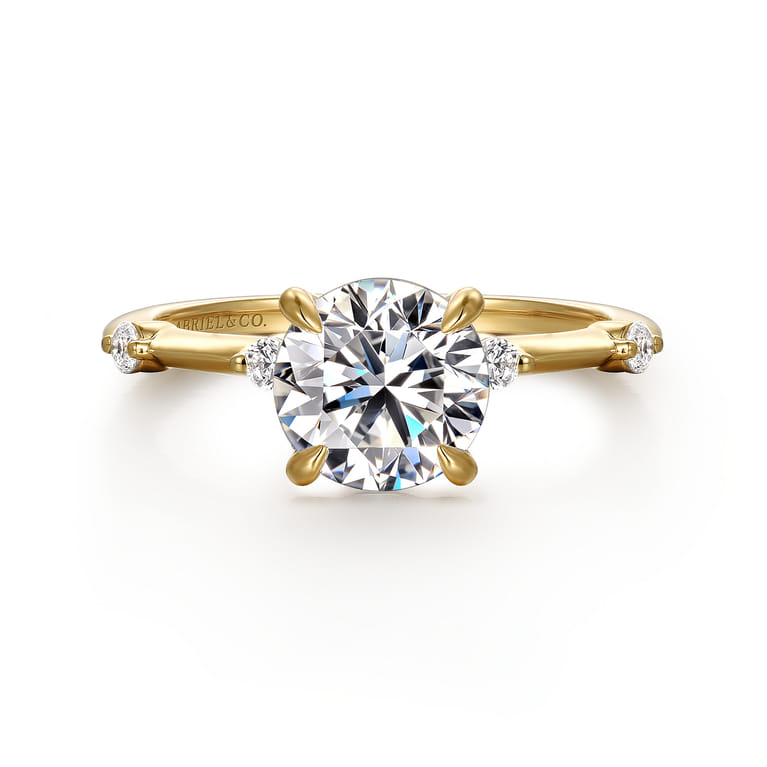Frances - 14K Yellow Gold Round Diamond Engagement Ring - 0.12 ct