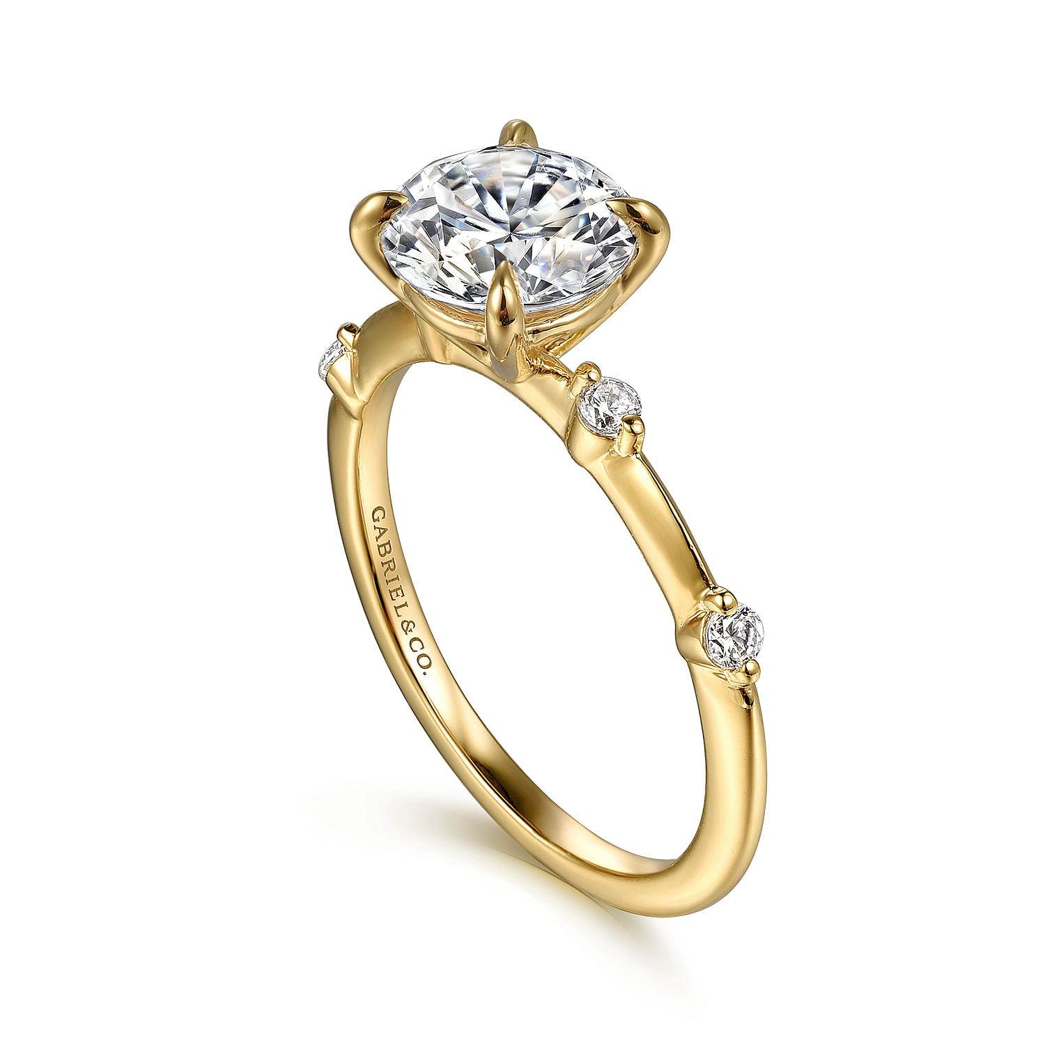 Frances - 14K Yellow Gold Round Diamond Engagement Ring - 0.12 ct - Shot 3