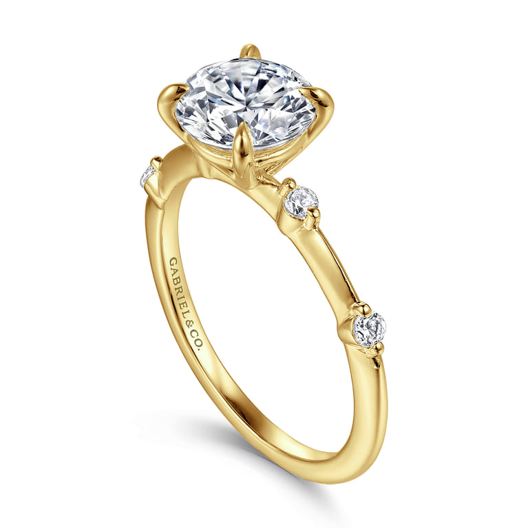 Frances - 14K Yellow Gold Round Diamond Engagement Ring - 0.12 ct - Shot 3