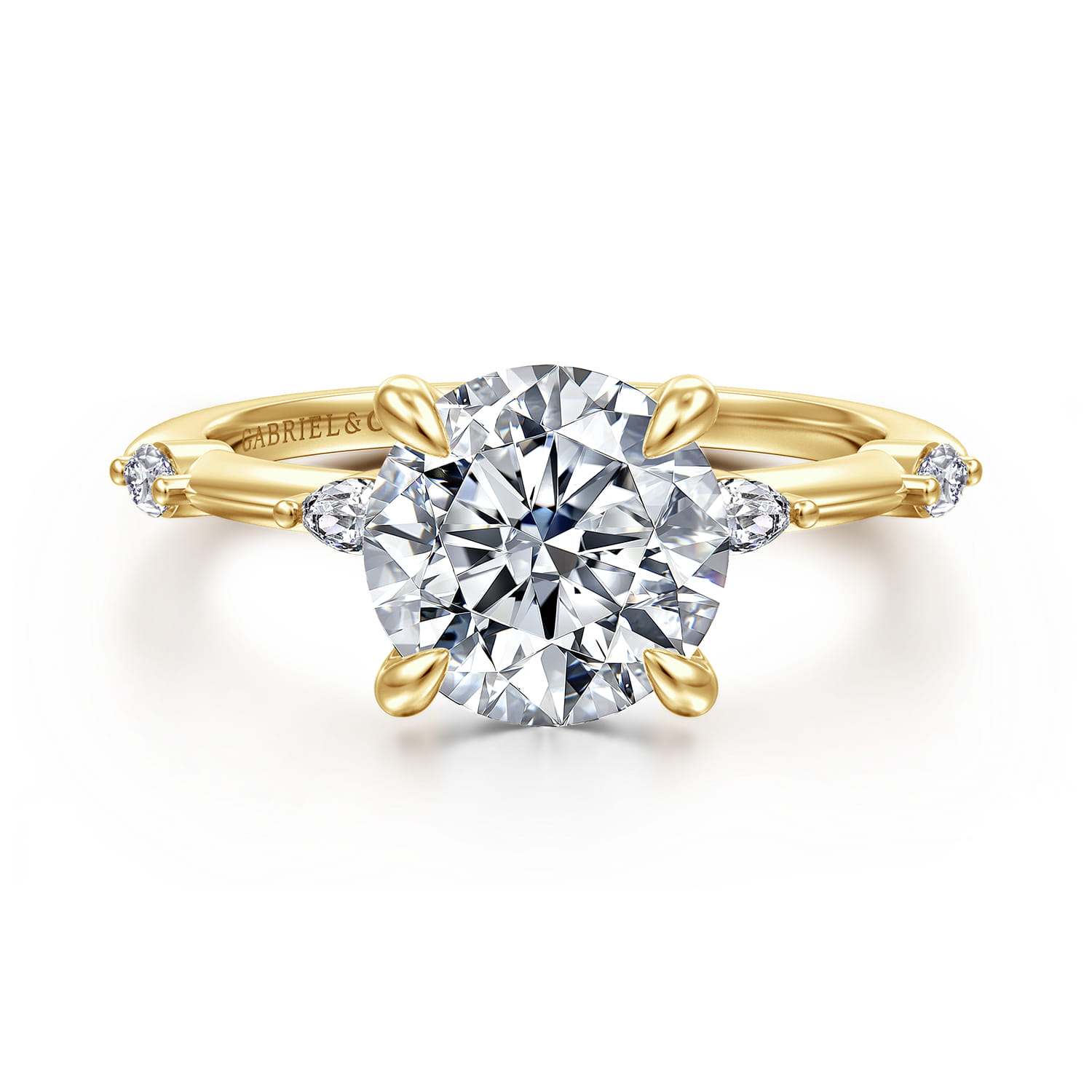 Marline - 14K Yellow Gold Round Diamond Engagement Ring - 0.17 ct - Shot 1