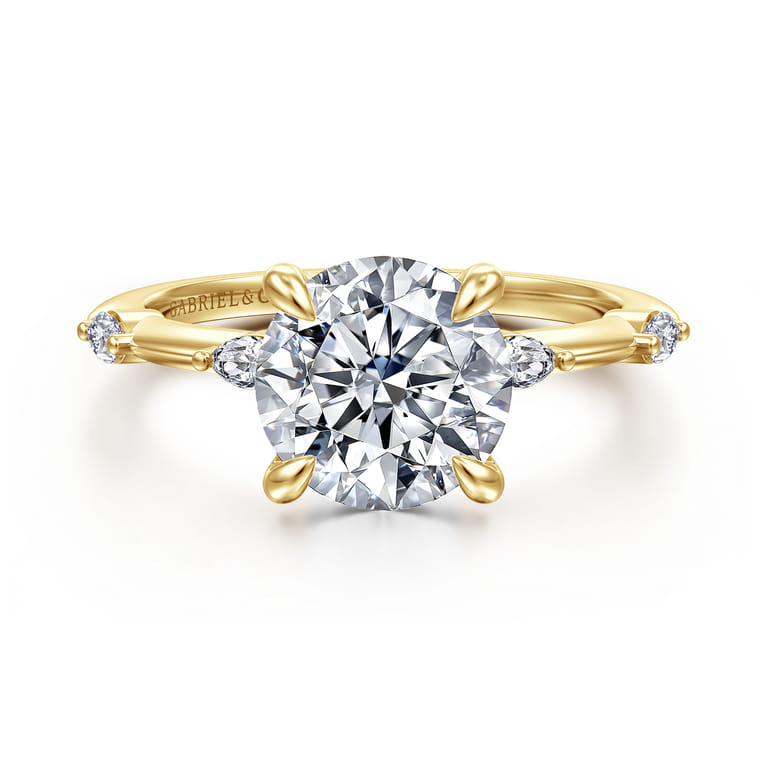 Marline - 14K Yellow Gold Round Diamond Engagement Ring - 0.17 ct - Shot 1